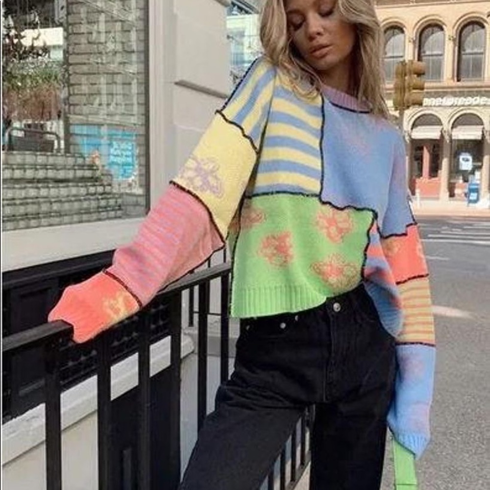 The ragged priest banger oversized  knit patchwork sweater